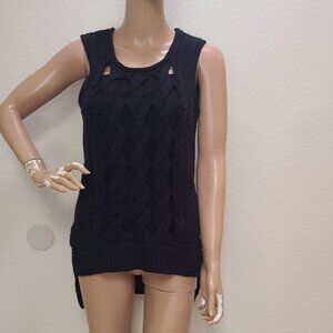 VENUS SLEEVELESS TUNIC SWEATER VEST LAYERED CABLE KNIT STRETCH sz S